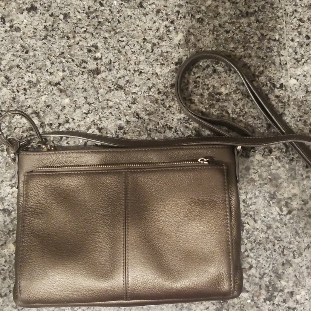 Brighton bronze leather crossbody purse